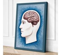 Brain in Profile Educational Canvas Wall Art Print 36x24 Inch (91 x 61 cm)