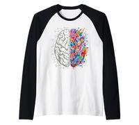 Brain Logic vs Creativity Art and Science Mind Concept Raglan Baseball Tee