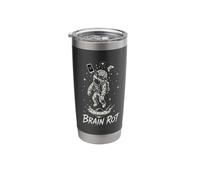 Brain Rot Astronaut Graphic Surreal Space Gamer Meme Gift Stainless Steel Insulated Tumbler