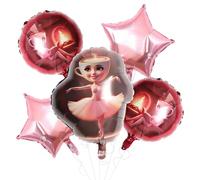Brain Rot Foil Balloons 5 PCS Ballerina Cappuccina Pink Birthday Decorations BrainRot Birthday Decorations for Girls Kids Funny Brain Rot Party Decorations