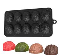 Brain Silicone Mold,10-Cavity Halloween Brain Chocolate Moulds,Halloween Jelly Mould Non-Stick Baking Mould for Chocolate, Candy, Jelly,Cake