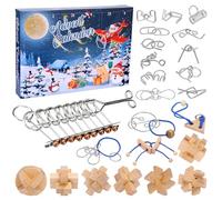 Brain Teaser Advent Calendar 2025, 24 Days of Christmas Countdown Calendar Gift Box with 3D Metal Wire and Wooden Locks Plastic Puzzle Teens Adults Xmas Mind IQ Logic Test Challenge (Style C)