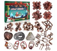 Brain Teaser Advent Calendar 2025 for Kids - 24 Days of Christmas Countdown Calendar With 3D Metal and Wooden Puzzle Toys-Mind,IQ,Logic Test and Handheld Disentanglement Games For Boys Girls Teens