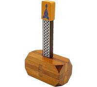 Project Genius Inc. Thor's Hammer Wooden Brain Teaser Puzzle, Brown