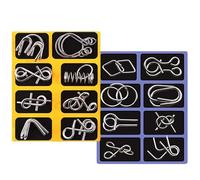 Brain Teaser Metal Puzzle - Chinese Ring Game, 13x23.5cm Collection for Intellectual Development, Polished Steel Material, Intricate Shapes for Maximum Challenge, Party Game, Educational