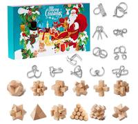 Brain Teaser Puzzle Advent Calendar 2025,Metal Wire and Wood Lock Puzzle Set,24 Days Christmas Countdowns Xmas Holiday Activity,Fidget Toys Gifts for Teen Adults