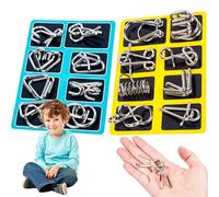 Brain Teaser Puzzles, 2 Sets Metal Puzzle, 16Pcs Wire Lock Puzzle Alloy Brain Teaser Puzzles Link Unlock Interlock Game Chinese Ring Trick Toy for Party Favor Kids Adults, Lock