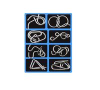 Brain Teaser Puzzles, 8-piece Metal Montessori Puzzles Set, 3D Interlocking Metal Wire IQ Logic Game for Adults & Kids (Deep blue)