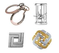 Brain Teaser Puzzles, Joyeee Metal Puzzle Set IQ Test Game, Educational Toys Physics Mind Puzzles Gift for Family Games Office Party Prizes Kids Teens Adults Challenge - Starter Level, 4Pcs Type A