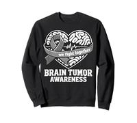 Brain Tumor Awareness Heart Brain Cancer Gray Ribbon Support Sweatshirt