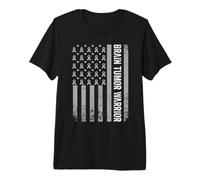 Brain Tumor Warrior Gray Ribbon Flag Awareness Premium T-Shirt