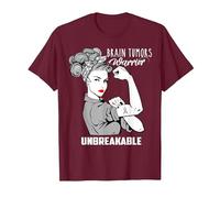 Brain Tumors Warrior Unbreakable - Awareness Shirt T-Shirt, Men, Burgundy, Medium