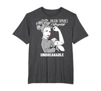 Brain Tumors Warrior Unbreakable - Awareness Shirt T-Shirt, Men's Big and Tall, Dark Heather Grey, 3X Tall
