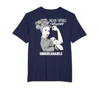 Brain Tumors Warrior Unbreakable - Awareness Shirt T-Shirt, Men's Big and Tall, Navy Blue, 2X Tall