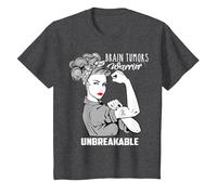 Brain Tumors Warrior Unbreakable - Awareness Shirt T-Shirt, Youth, Dark Heather Grey, 2T