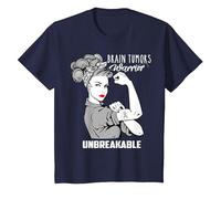 Brain Tumors Warrior Unbreakable - Awareness Shirt T-Shirt, Youth, Navy Blue, Large