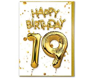 Brainbox Candy - 19th Birthday Card - Age 19 - Nineteenth Birthday - Beautiful White Gold Foil Effect Age Card - For Him Her Son Daughter Friends Mates - Special Age Cards