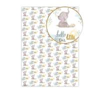 Brainbox Candy - 2 Sheets of Cute Newborn Baby Wrapping Paper - 'Hello Little One' - Pretty Baby Boy/Girl - Sweet Neutral Gift Wrap - Folded Quality Wrap