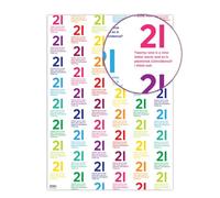Brainbox Candy - 2 Sheets of Funny '21st Birthday' Wrapping Paper - Bright Cheeky Colourful Wrap - Twenty One Gift Wrap For Him Her Son Daughter Twenty First Birthday Presents - Folded Quality Wrap