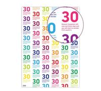 Brainbox Candy - 2 Sheets of Funny '30th Birthday' Wrapping Paper - Bright Cheeky Colourful Wrap - Thirty Gift Wrap For Him Her Men Women Thirtieth Birthday Presents - Folded Quality Wrap