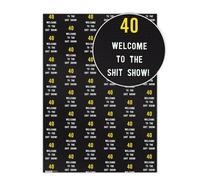 Brainbox Candy - 2 Sheets of Funny '40th Birthday' Wrapping Paper - 'Welcome To The Sh*t Show' - Cheeky Forty Gift Wrap For Him Her Men Women Fortieth Birthday Presents - Folded Quality Wrap