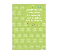 Brainbox Candy - 2 Sheets of Funny Birthday Wrapping Paper 'Adulthood Just Googling How To Do Stuff' - Hilarious Relatable Humour - Cheeky Gift Wrap For Him Her Friends Mates
