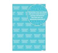 Brainbox Candy - 2 Sheets of Funny Birthday Wrapping Paper - 'Grumpy Old Bastard' - Cheeky Relatable Humour - Hilarious Gift Wrap For Him Her Friends Mates