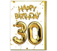 Brainbox Candy - 30th Birthday Card - Age 30 - Thirtieth Birthday - Beautiful White Gold Foil Effect Age Card - Age Cards For Him Her Male Female Friends Mates - Special Age Cards