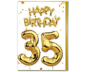 Brainbox Candy - 35th Birthday Card - Age 35 - Beautiful White Gold Foil Effect Age Card - Birthday Cards For Him Her Men Women Friends