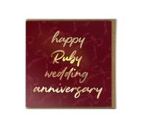 Brainbox Candy - 40th Ruby Wedding Anniversary Card - Gold Foil - For Husband Wife Parents Mum Dad Grandparents Couple - Blank Inside Greeting Card