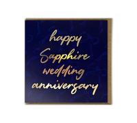 Brainbox Candy - 45th Sapphire Wedding Anniversary Card - Gold Foil - For Husband Wife Parents Mum Dad Grandparents Couple - Blank Inside Greeting Card