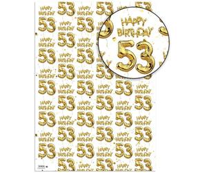 Brainbox Candy 53rd Birthday Wrapping Paper - 2 Sheets of Premium White & Gold Foil Effect Gift Wrap - Unisex Design