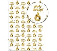 Brainbox Candy 6th Birthday Wrapping Paper - 2 Sheets of Premium White & Gold Foil Effect Gift Wrap - Unisex Design
