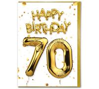 Brainbox Candy - 70th Birthday Card - Age 70 - Beautiful White Gold Foil Effect Age Card - Birthday Cards For Him Her Men Women Friends