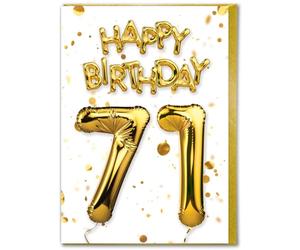 Brainbox Candy - 71st Birthday Card - Age 71 - Beautiful White Gold Foil Effect Age Card - Birthday Cards For Him Her Men Women Friends