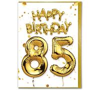 Brainbox Candy - 85th Birthday Card - Age 85 - Beautiful White Gold Foil Effect Age Card - Milestone Birthday Card For Men Women