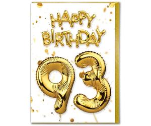Brainbox Candy - 93rd Birthday Card - Age 93 - Beautiful White Gold Foil Effect Age Card - Birthday Cards For Him Her Men Women Friends