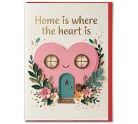 Brainbox Candy - Cute New Home Card - 'Home Is Where The Heart Is' - Congratulations - Moving House - Pretty Housewarming Card - Gold Foiled - For Him Her Friends - Blank Inside