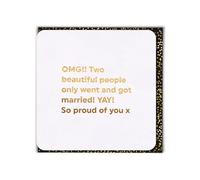Brainbox Candy - Cute Wedding Card - 'Two Beautiful People' - Pretty Gold Foiled - Celebration Card For The Happy Couple - Newlyweds - Bride Groom Friends Couples - Blank Inside