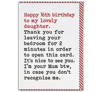 Brainbox Candy - Daughter 16th Birthday Card - Funny Age 16 Birthday Card For Girls - Teenage Daughter - Sweet Sixteen - From Mum - Single Parent Birthday Cards