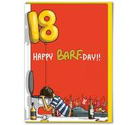 Brainbox Candy - Funny 18th Birthday Card - '18 Happy Barf-Day' - Age 18 - Eighteenth Birthday - Hilarious Card For Son Grandson Nephew Friend Mate Him Boyfriend