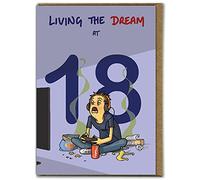 Brainbox Candy - Funny 18th Birthday Card - 'Living The Dream' - Age 18 - Eighteenth Birthday - Silly Cheeky - Perfect For Son Grandson Nephew Friend Mates Him Boyfriend