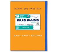 Brainbox Candy - Funny 3D Birthday Card - 'Bus Pass' - Hilarious Cards For Him Her - Cheeky Birthday Humour - Amusing Novelty Cards For Friends Mates - Blank Inside