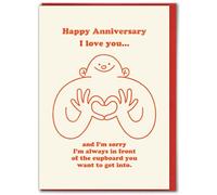 Brainbox Candy - Funny Anniversary Card - 'In Front Of The Cupboard' - Cute Cards For Husband Wife Boyfriend Girlfriend Partner - Witty Amusing Novelty Humour