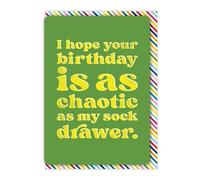 Brainbox Candy - Funny Birthday Card - 'Chaotic As My Sock Drawer' - Hilarious Cards For Him Her - Cheeky Birthday Humour - Amusing Novelty Cards For Friends Mates - Cute A6 Size - Blank Inside