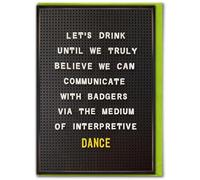 Brainbox Candy - Funny Birthday Card - 'Communicate With Badgers' - Hilarious Cards For Him Her - Cheeky Birthday Humour - Amusing Novelty Cards For Friends Mates