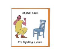 Brainbox Candy - Funny Birthday Card - 'Fighting a Chair' - Otherwhats - Hilarious Illustration Cartoonist - Silly Cheeky Cards For Him Her Men Women Friends Mates