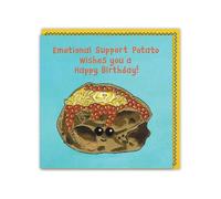 Brainbox Candy - Funny Birthday Card - Lucy Sparrow - Sew Your Soul - 'Emotional Support Potato' - Cute Embossed Design - Humour Greeting Card - For Him Her Men Women Friends Partner