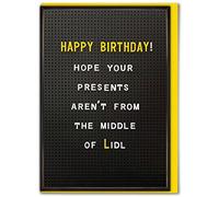 Brainbox Candy - Funny Birthday Card - 'Presents From The Middle Of Lidl'- Hilarious Cards For Him Her - Cheeky Humour Birthday Cards - For Men Women Friends Mates
