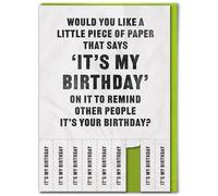 Brainbox Candy - Funny Birthday Card - With Tearable Strips - 'Little Piece Of Paper' - Hilarious Cards For Him Her - Cheeky Birthday Humour - Amusing Novelty Cards For Friends Mates - Blank Inside